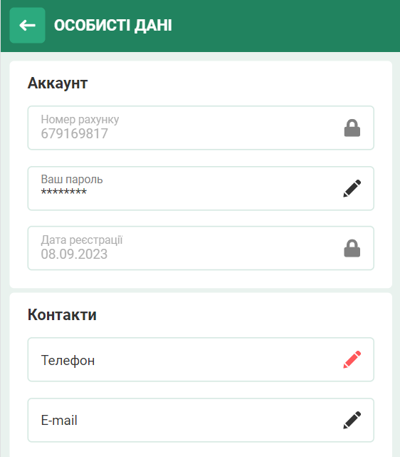 Анкета користувача BetWinner